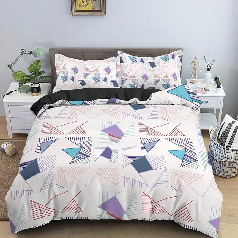 Housse de couette 90x190 blanche géométrique pour créer un cocon moderne de lit enfant