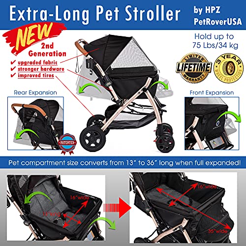 HPZ-PR America HPZ Pet Rover Premium Heavy Duty DogCat Stroller Travel Carriage CompartmentZipperless EntryPump-Free… - Image 3