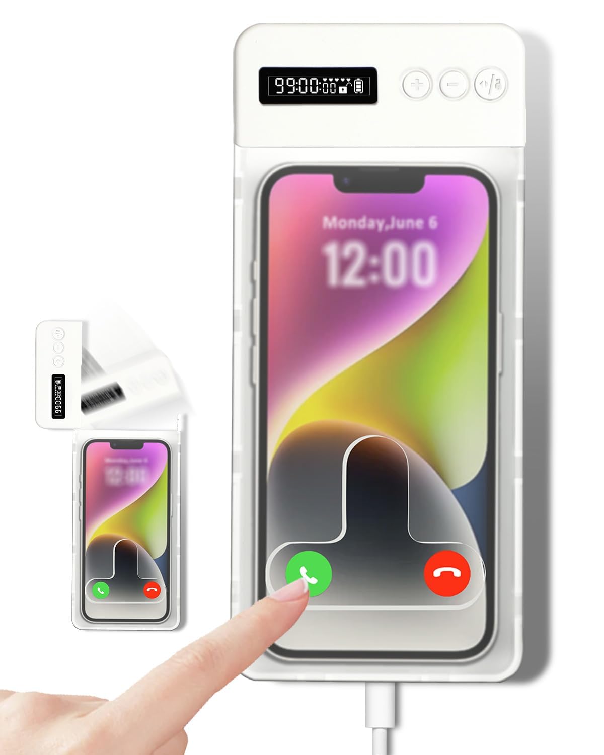 Fullware Portable Phone Lock Box with Timer 99 Hours for iPhone & Android, for College Students, Fitness, ADHD, Self-Control, 60 Days Battery, Focus,