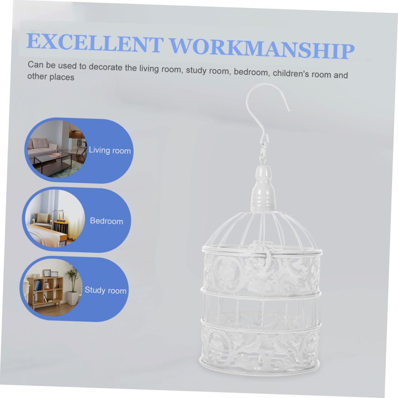 Decorazione a Gabbia per Uccelli in Ferro Stile Europeo Bianca 14x14x32 Cm per Feste Matrimonio Ornamento da Scrivania Espositore Bomboniere Decorazione Vetrina Elegante