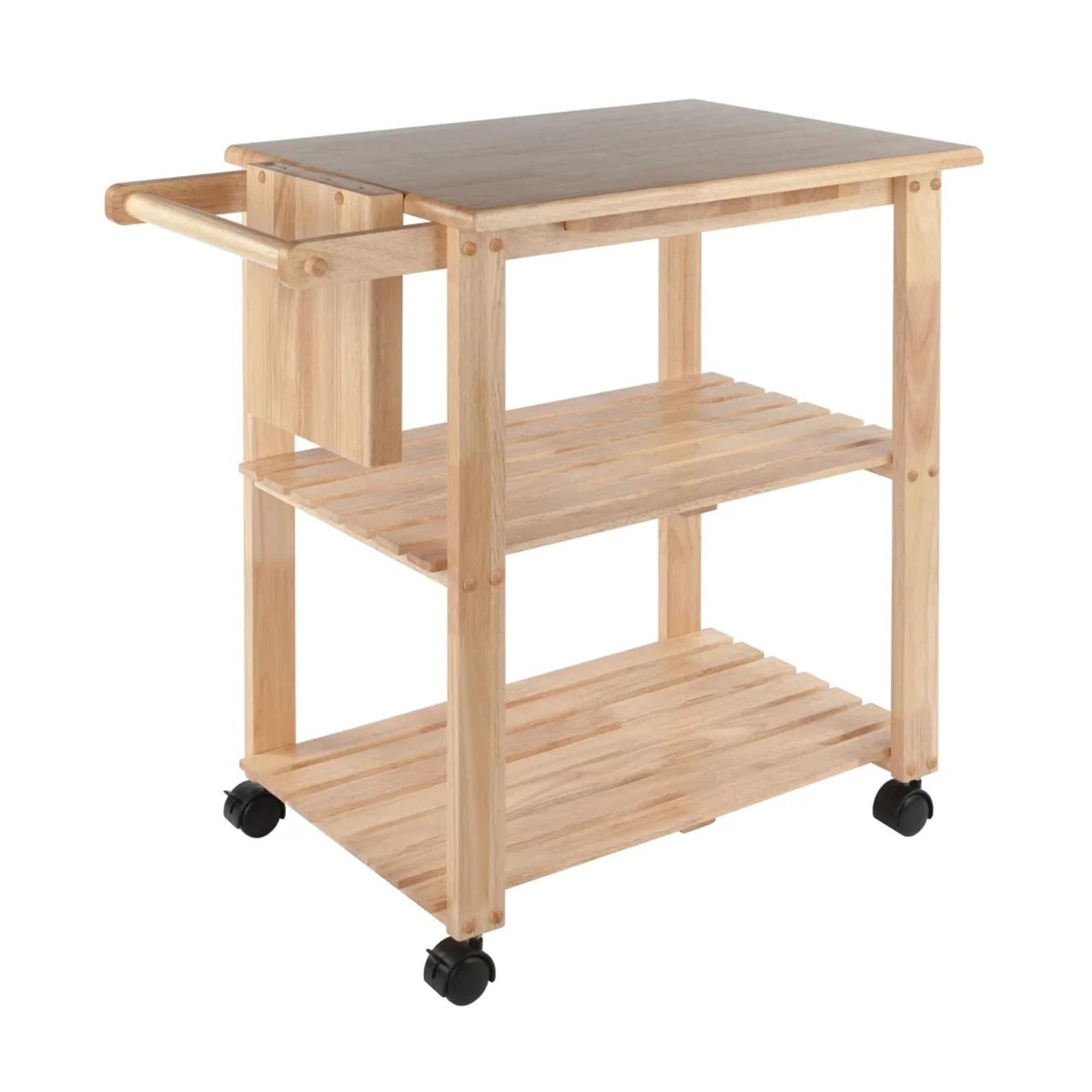FZL02068LM Serving Trolleys Utility Kitchen Cart, Natural Finish Islands & Trolleys,Rolling Island,Serving Trolley for Dining Room Organization