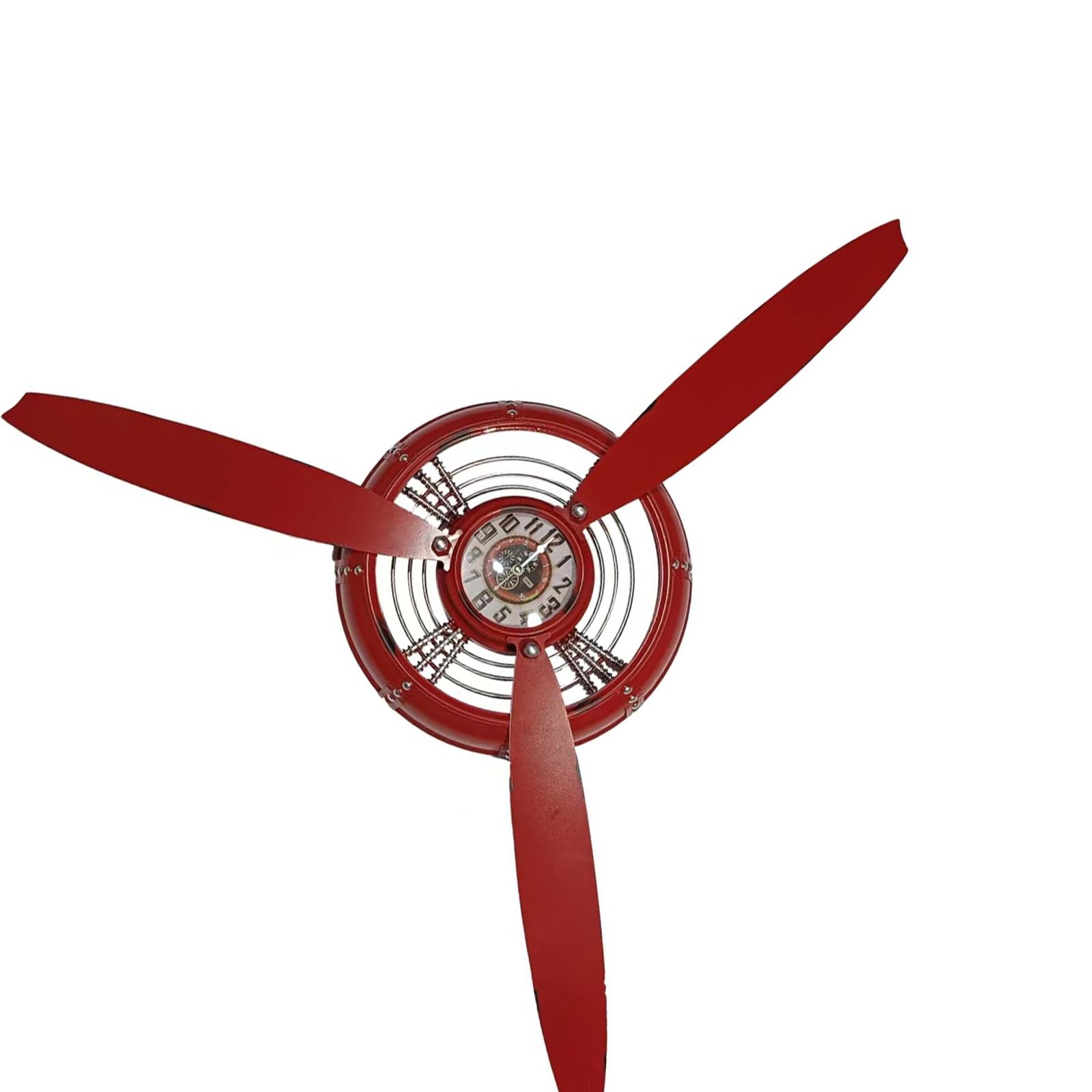 Hsioluted Easy Install Neat Vintage Aircraft Propeller Wall Clock Iron Sculpture Deck Historic Inch Quiet Deck Industrial Present Traditional Clock