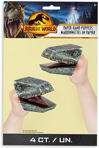 Miniatura 2 de Jurassic World 3 - Marionetas de papel de mano  4 unidades  Actividad interactiva divertida y creativa para niños