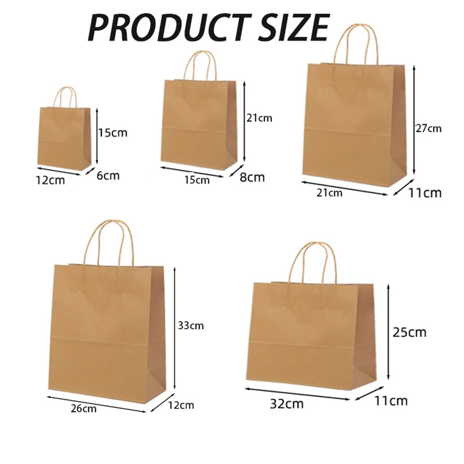 Bolsa Regalo 10-40 Bolsas De Regalo De Papel Marrón Con Asa | For negocios, bodas, fiestas de cumpleaños, bolsas de regalo, bolsas de compras(Black,20PCS,26x12x33cm)