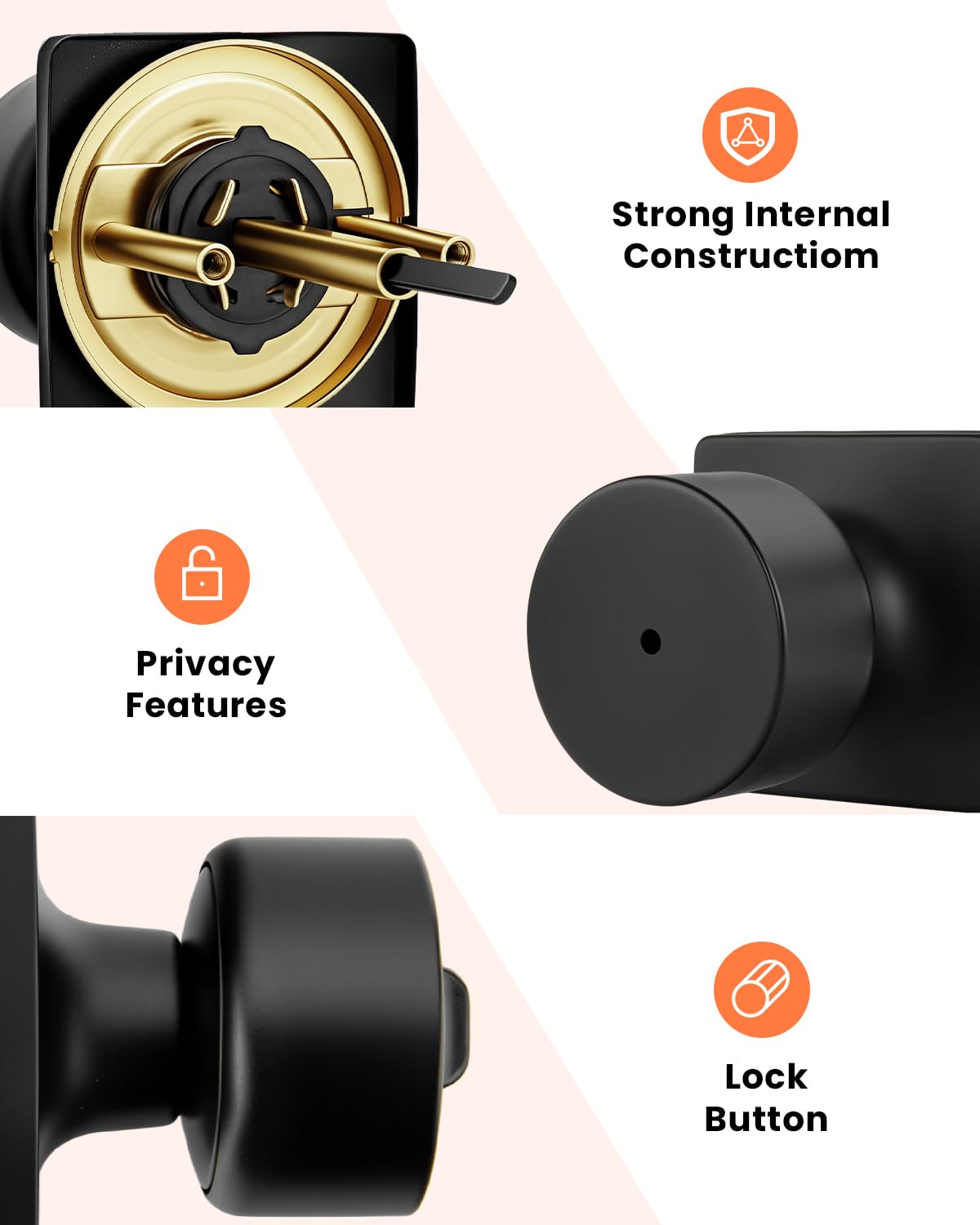 Haidms Black Interior Door Knobs - 8 Pack -4 Haidms Black Interior Door Knobs - 8 Pack -4