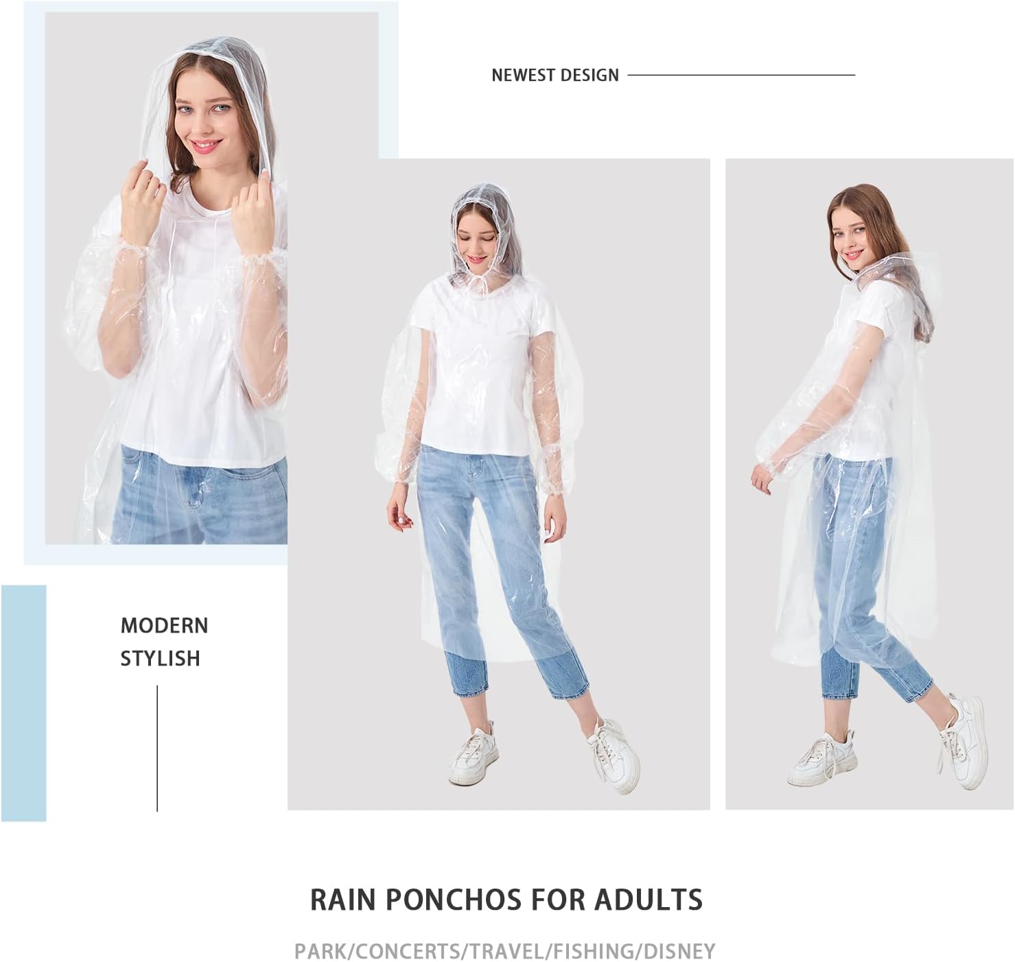 Disposable Rain Ponchos Family 6 Pack/Adults 4-10 Pack/Kids 6 Pack-50% Thicker with Sleeve - Image 4