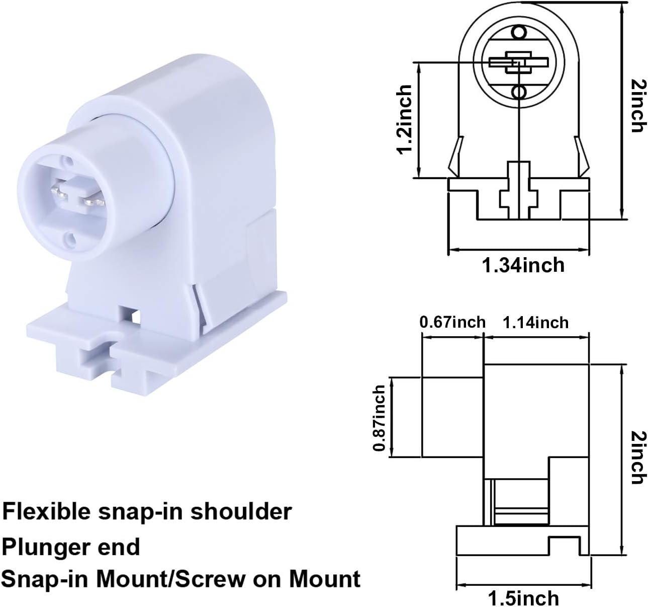R17D/HO Tombstone Base Holder Socket Connector T8/T10/T12 8ft LED Light Replacement Fluorescent Plunger Lampholder Adaptor 5 Pairs