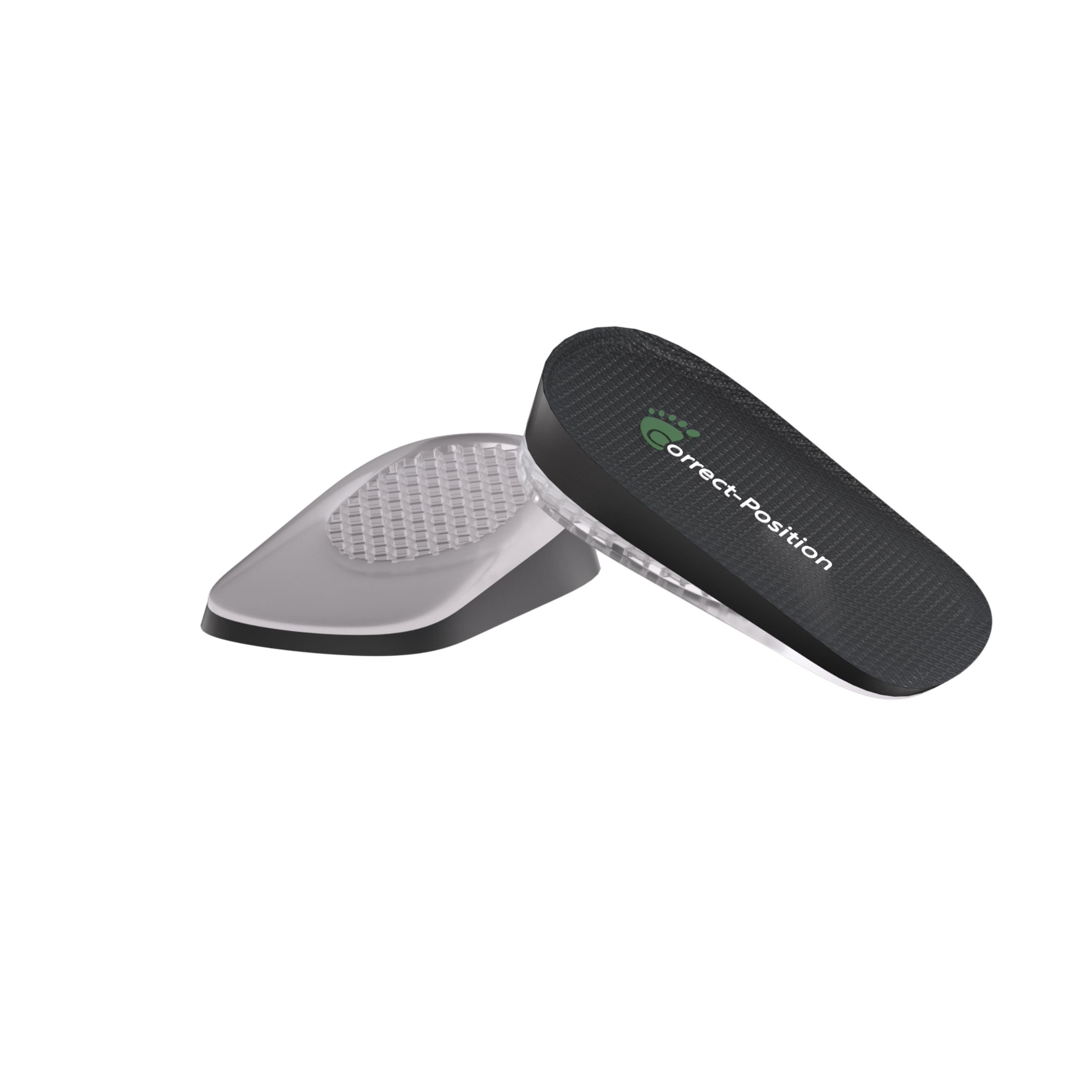 Correct-Position Height Increase Insoles, Heel Cushion Inserts, Heel Lift Inserts for Leg Length Discrepancies (Black, 0.6" Height)
