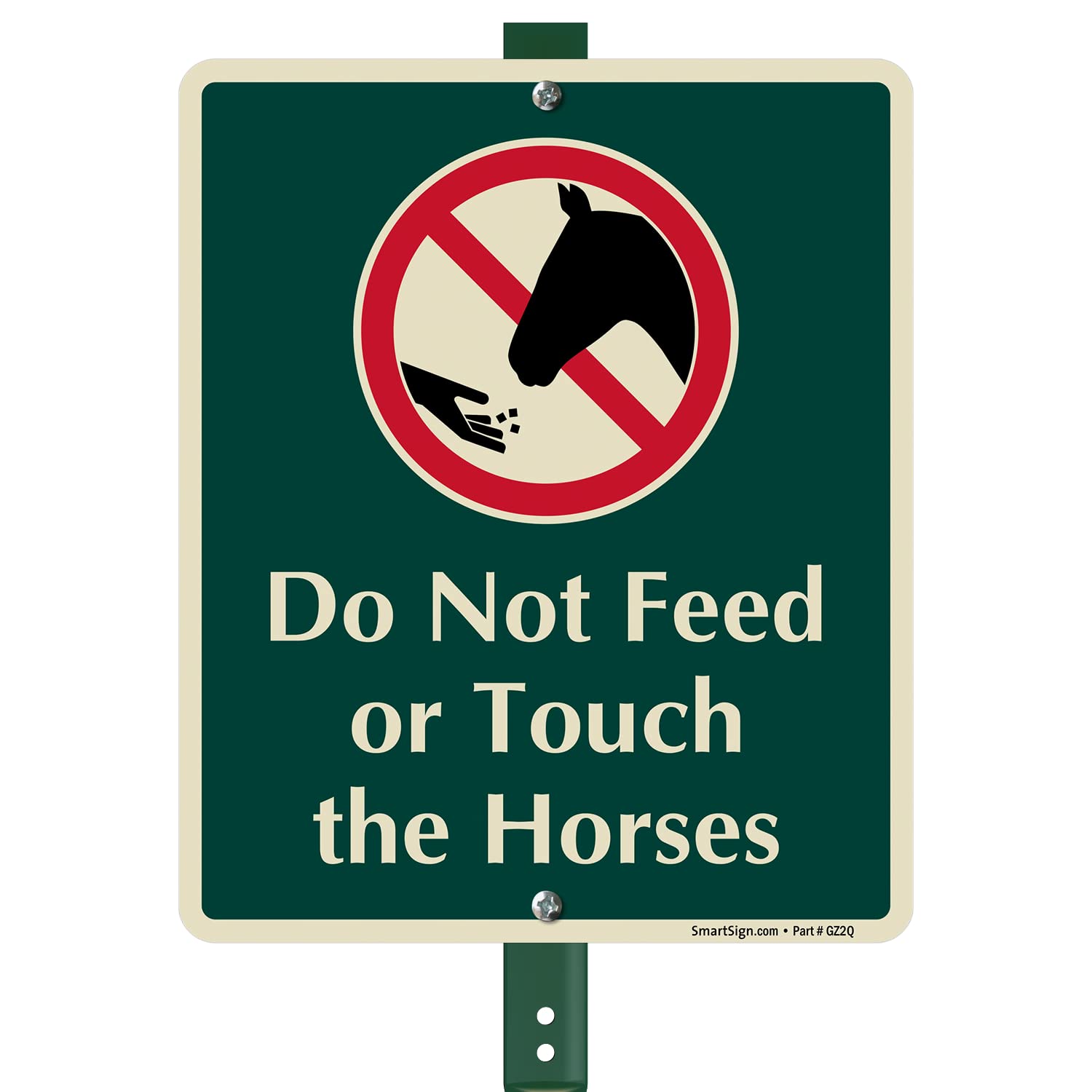 SmartSign 12 x 10 inch “Do Not Feed Or Touch The Horses” LawnBoss Yard Sign with 3 foot Stake, 40 mil Laminated Rustproof Aluminum, Multicolor, Set of 1