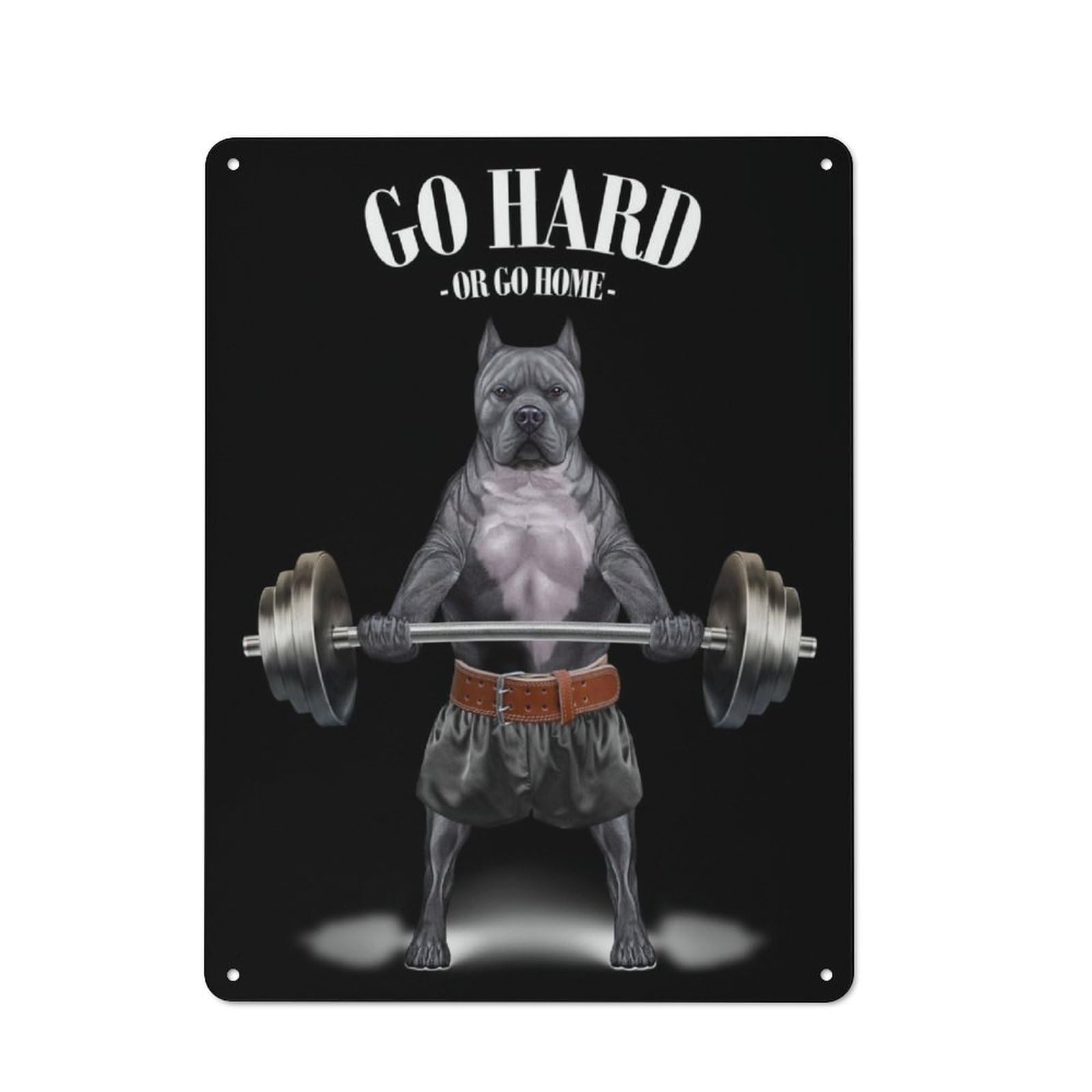 Junmoney Pit Bull Dog Weightlifting Retro Metal Plaque 40X30cm For Bar Or Restaurant, Suited To Restaurant Interior Fans