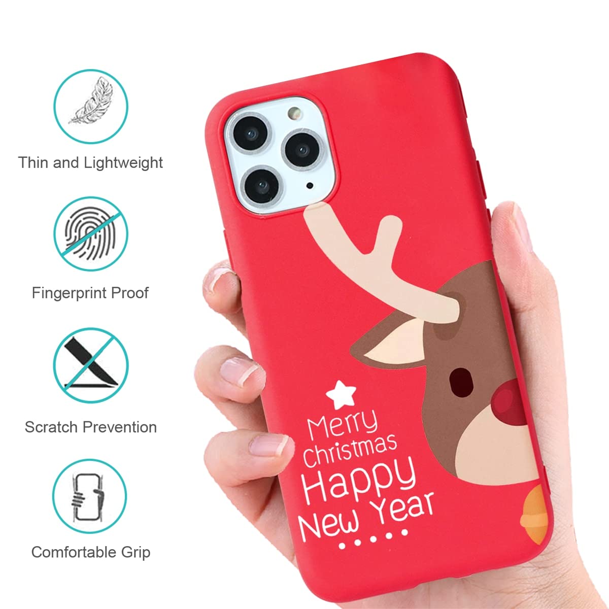 Yoedge 3 Pezzi Natale Cover per iPhone 15 6,1, Christmas Custodia con Alce Babbo Natale Disegno Aesthetic, Morbida Silicone TPU Sottile Rosso Phone Case per iPhone 15, Babbo Natale