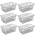 GEDLIRE 15.2" Metal Wire Baskets for Organizing 6 Pack, Household Pantry Storage Freezer Organizer Bins with Handles, Freezer Baskets for Upright Freezer, Refrigerators, Kitchen Cabinets, Black
