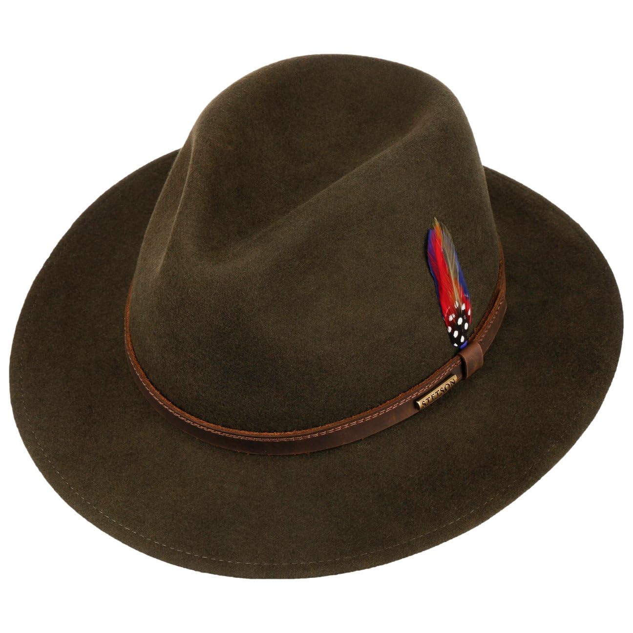 Stetson Chapeau en Laine Lescott Traveller Femme/Homme - Made in The EU Randonneur de Feutre Voyage avec Bandeau Cuir Automne Printemps Hiver Ete Printemps-ete