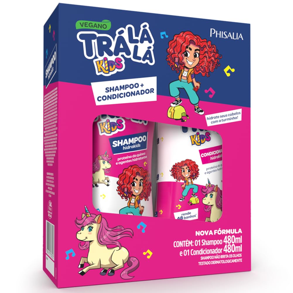 Tra La La - Kit Tra La La Sh+Cond Kids 480Ml Hidrakids Rosa