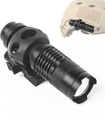 Miniatura 8 de rdzzwxw Luz militar para casco, mini linterna táctica con abrazadera con estroboscópicofuertelámpara baja, LED compacto montado en casco con riel de