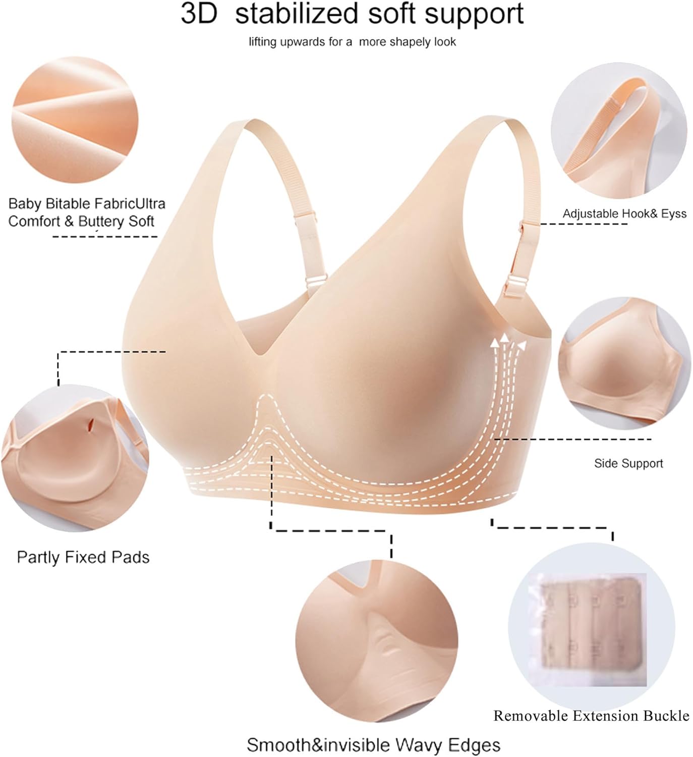 Avidlove Wireless Bras Full Coverage Seamless Comfort Colors Tshirt Bras for Women No Underwire with Padded - Image 4