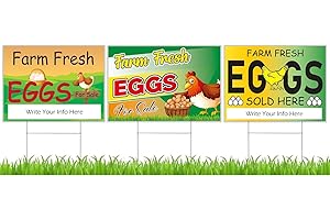 Set of 3 Plastic Eggs for Sale Yard - Fresh Eggs Sign...