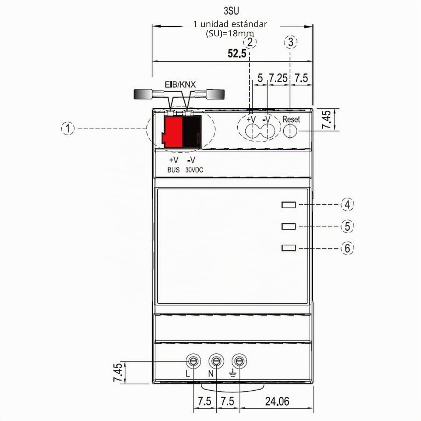MeanWell KNX-20E-640 19,2W 640mA 30V LED Fuente de alimentación KNX