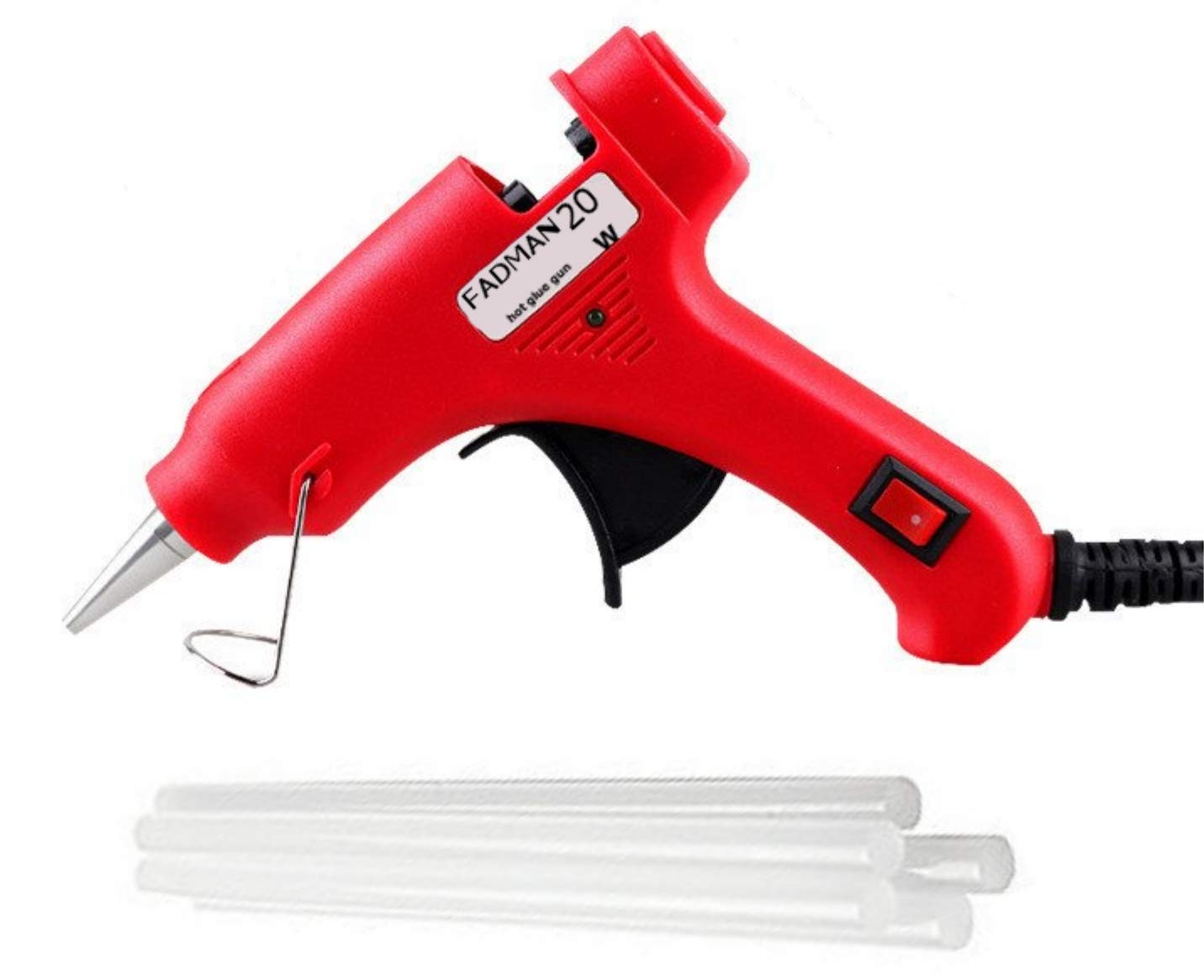 FADMAN NEW RED MINI 20W | 20 WATT HOT MELT GLUE GUN | ON OFF SWITCH & INDICATOR | WITH 5 ADHESIVE TRANSPARENT HOT GLUE STICKS |-image-25