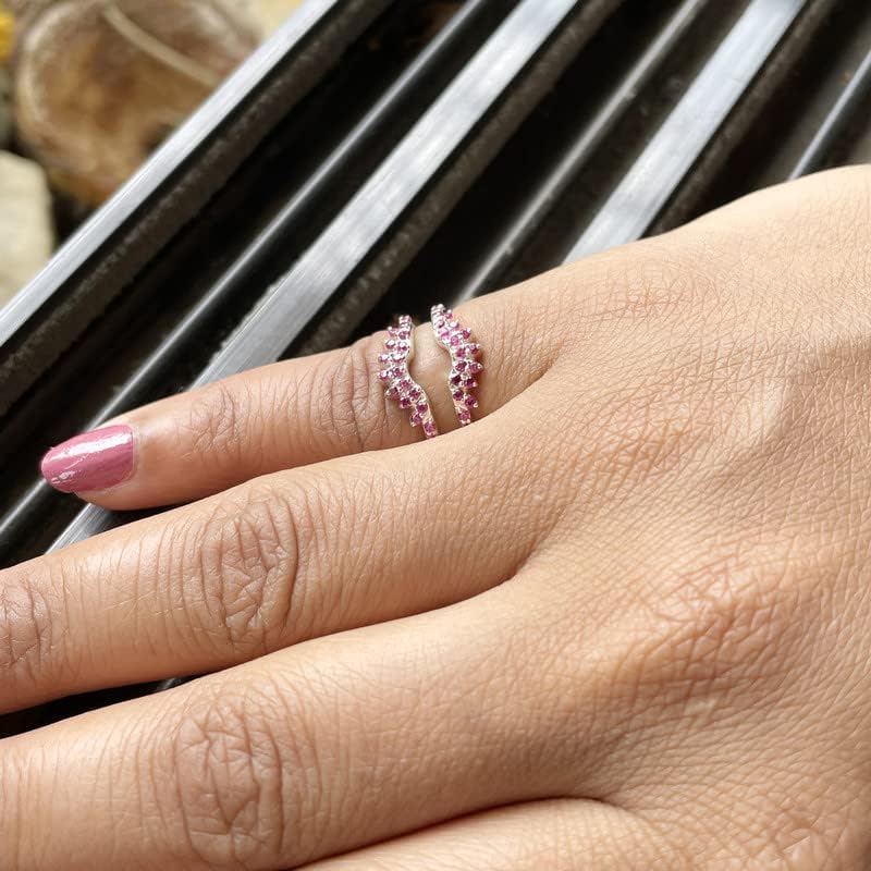 Round Cut Red Ruby Matching Enhancer Guard Band for Women, 14K Gold Finish 925 Silver Matching Red Ruby Contour Curve Wedding Band, July birthstone Ring