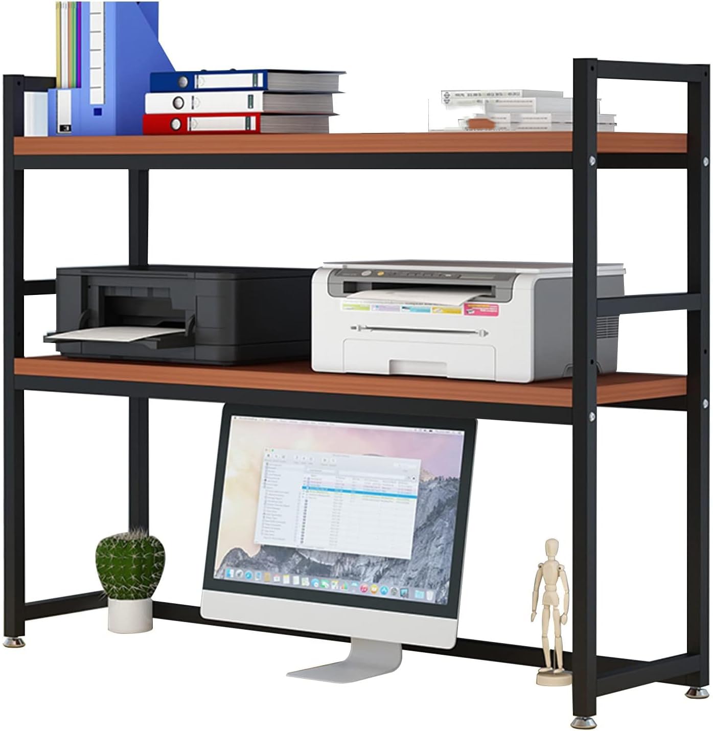 DLLDQBD Desktop Bookshelf Organizer, 2-Tier Wood Metal Bookcase, Desk Hutch Storage Shelf for Dorm, Office, Home(Size:75cm(29.53in),Color:D)