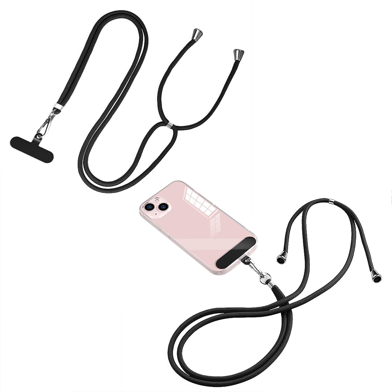 Shubeieumi Black 2 Pack Phone Lanyard, Adjustable Universal Cell Phone Cord Strap, Compatible With Most Smartphones