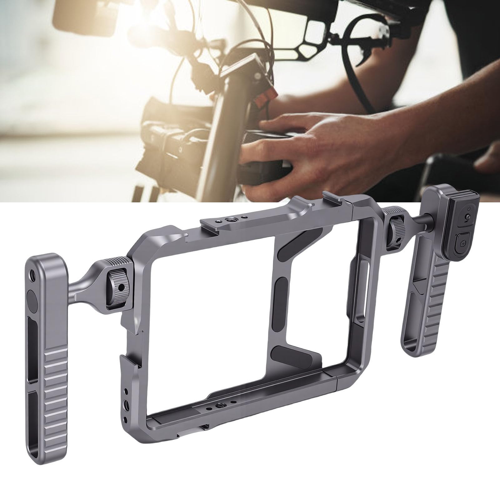 Cuifati Jaula Estabilizadora Universal para Teléfono de Aleación de Aluminio con Asas Dobles, Estuche para Cine, Estabilizador de Vídeo para Teléfono, Soporte para Trípode para Creador