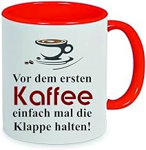 "Vor dem ersten Kaffee einfach mal die Klappe halten" Coffee Mug with Motif, Mug with Print, Also Individually with Saying, Photo, Desired Text, Desired Name (Red)