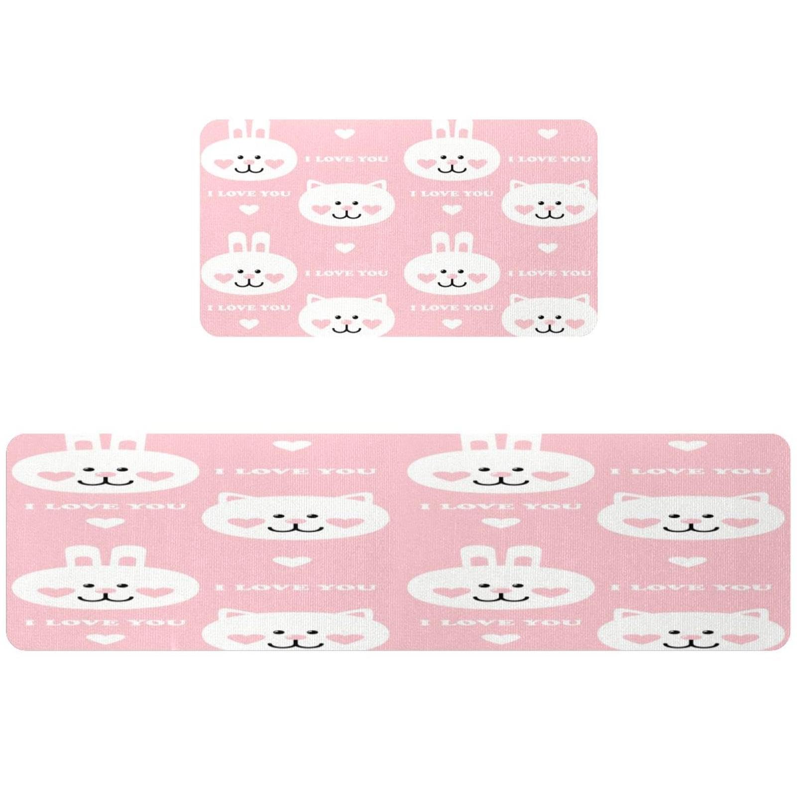 Tapete de cocina para cuarto de lavado alfombrilla VAPOKF 2 piezas pasillo conejo rosa