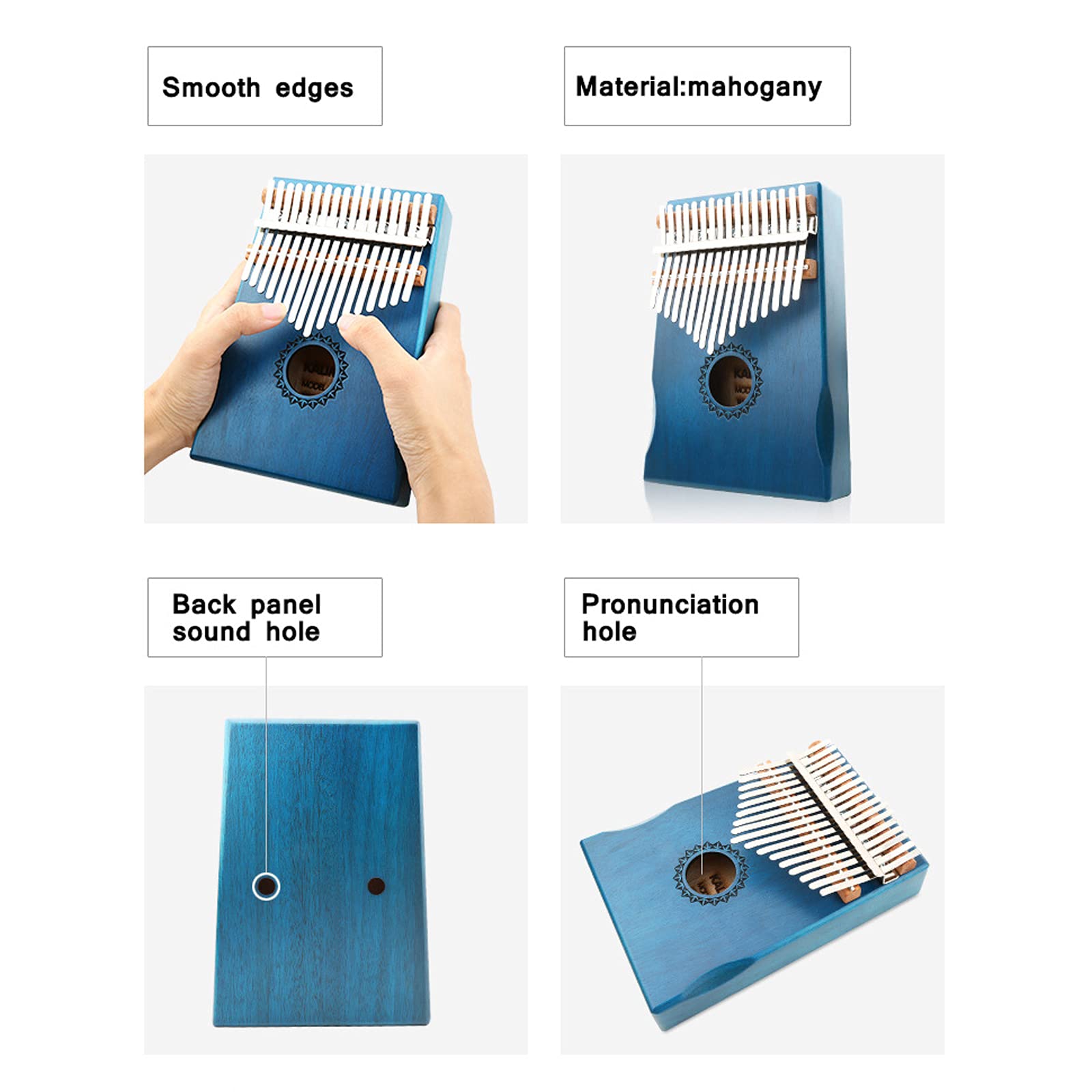 Kalimba 17 Clés, Kalimba pour Pouce, Piano à Doigt Mini Instrument de Piano Kalimba pour Le Pouce, Marteau d'accord, Sac de Transport