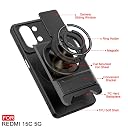 AELVOUX Redmi 15C 5G Back Cover | Armor Camera Slider 360 Degree Rotating Finger Ring Holder Case with Bracket Stand Back Case Cover (Compatible with MagSafe Accessories) (Black) gallery image