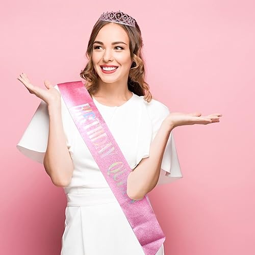 Miniatura 63 de CIEHER Corona de cumpleaños, banda de reina de cumpleaños y tiara de diamantes de imitación para mujeres y niñas, tiaras y coronas para mujeres