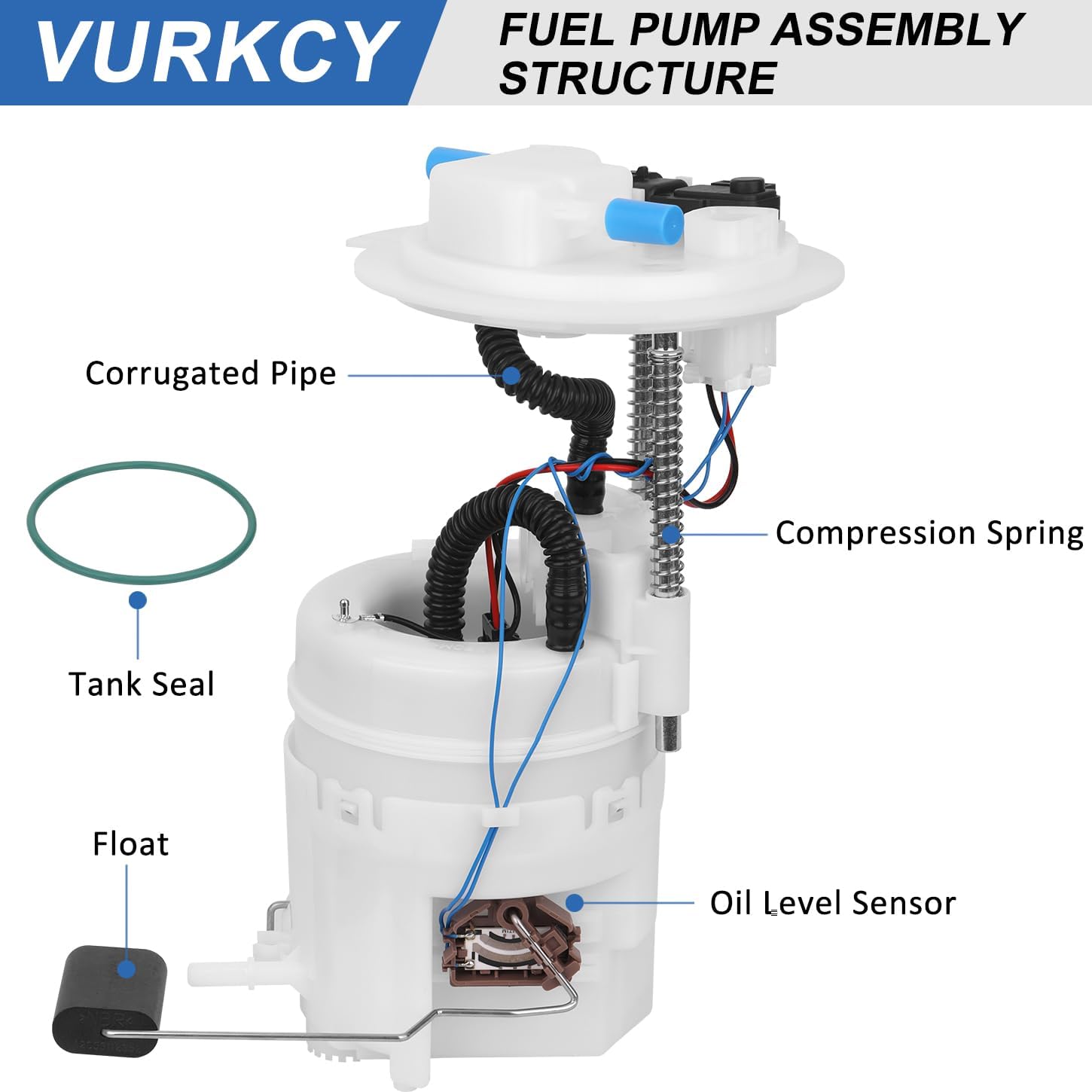Electric Fuel Pump Module Assembly with Pressure Sensor Compatible with Hyundai Santa Fe 2007 2008 2009, 2.7L 3.3L V6, Gas, Replacement E8821M 31110-0W000 - Image 2