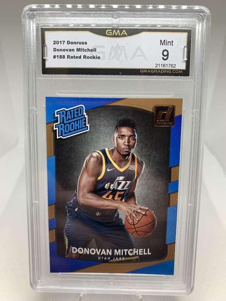 GMA Graded MINT 9 21161762 2017-18 Donruss #188 Donovan Mithcell Rated Rookie RC Utah Jazz Professionally Graded Basketball Card in MINT 9 Condition