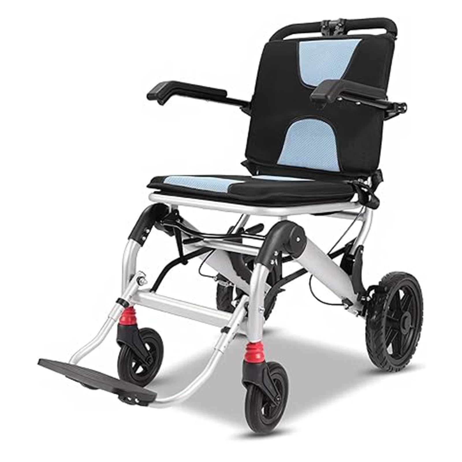 Silla de Ruedas Ultraligera Silla de Ruedas de Viaje Ligera Plegable para Adultos Sillas de Ruedas de Transporte Aluminio Fácil hasta 150 kg de Resistente A