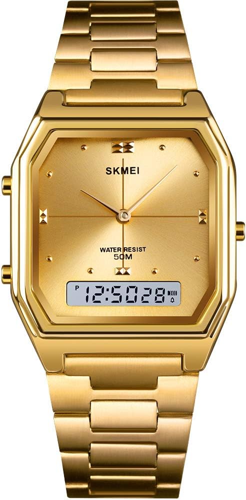 Gosasa Women's Digital Sports Watch Outdoor Stainless Steel Band Electronic Waterproof Square LED Women's Wristwatch