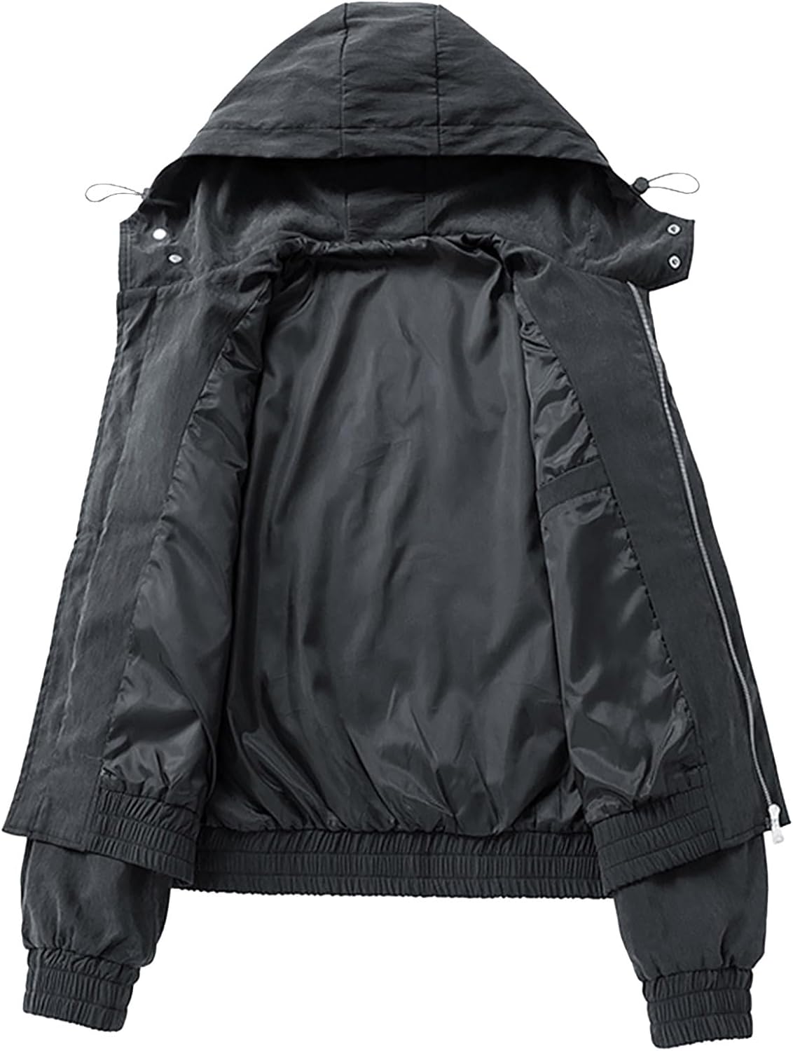 Sinzelimin Men's Hooded Cargo Coat Lightweight Zipper Long Sleeves Hoodies Jackets Outdoor Hiking Sport Outerwear Workwear