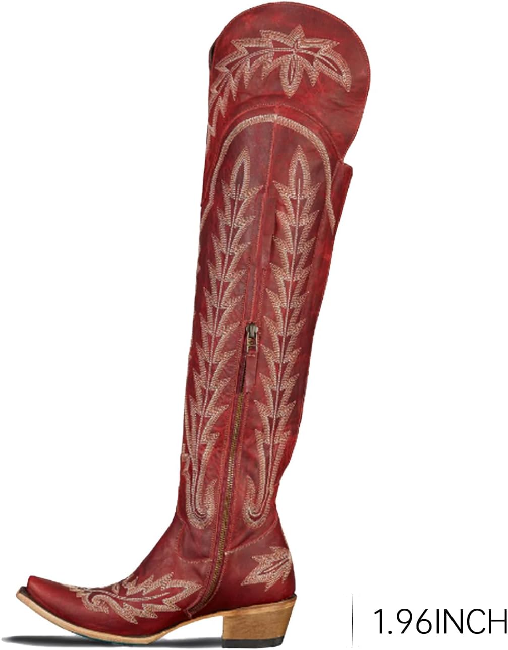 olomisa Over the Knee Cowboy Boots for Women Embroidery Cowgirl Boots Chunky Heel Side Zipper Boots Thigh High Western Boots - Image 3