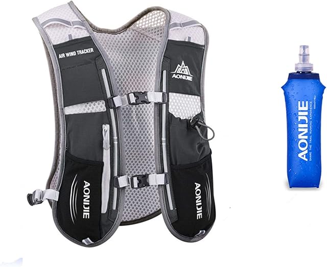 Win.Deeper 5L Lightweight Running Backpack Outdoor Sports Trail Racing Marathon Hiking Fitness Bag Hydration Vest Pack for Men Women with 1.5L Bag or 500ml Kettle
