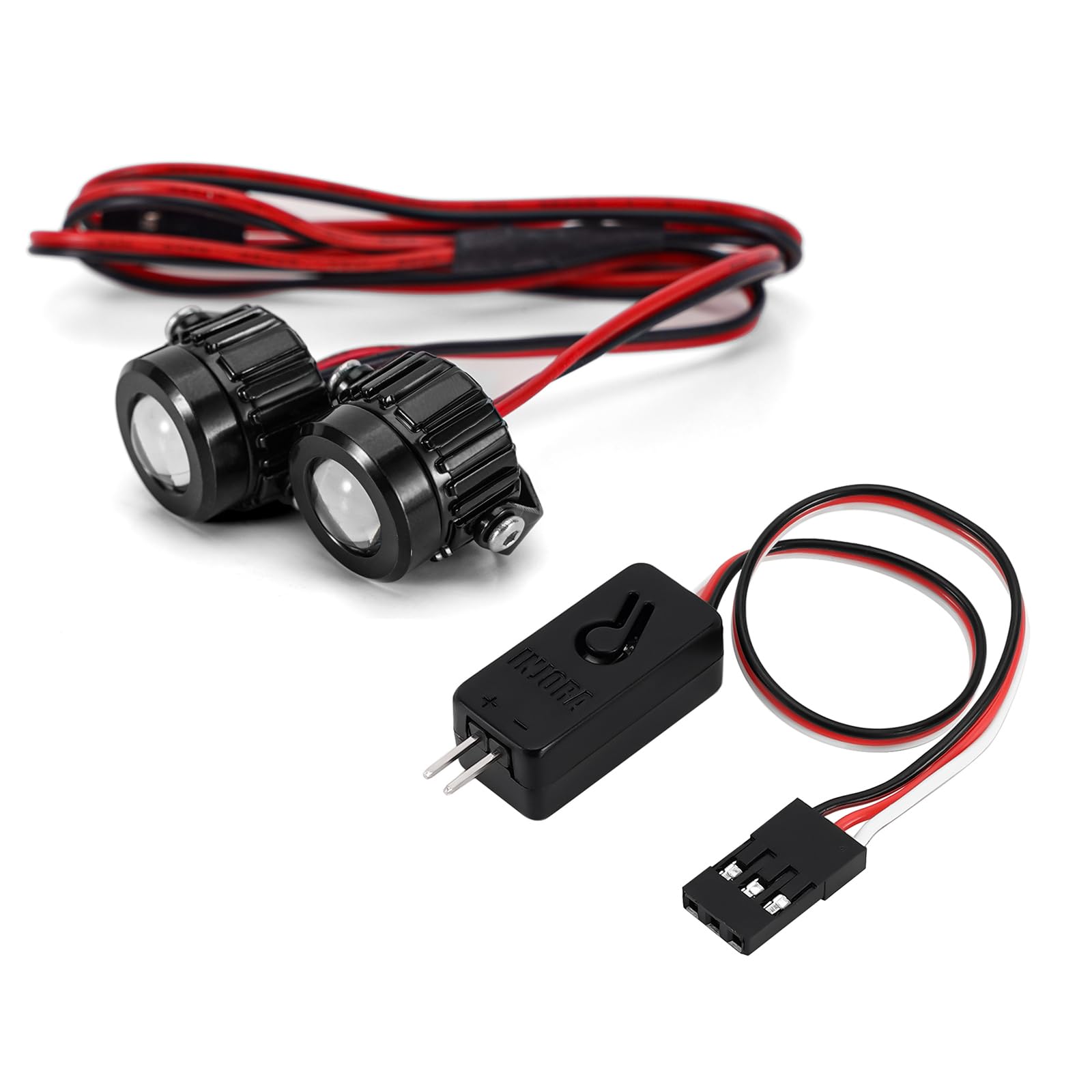 INJORA Aluminium Super Bright LED Lights with Controller Switch for SCX10 TRX4 1/10 1/8 RC Crawlers Upgrade