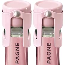 HYZ 2-Pack Champagne Stoppers w/Airtight Seal, Stainless Steel, Pink