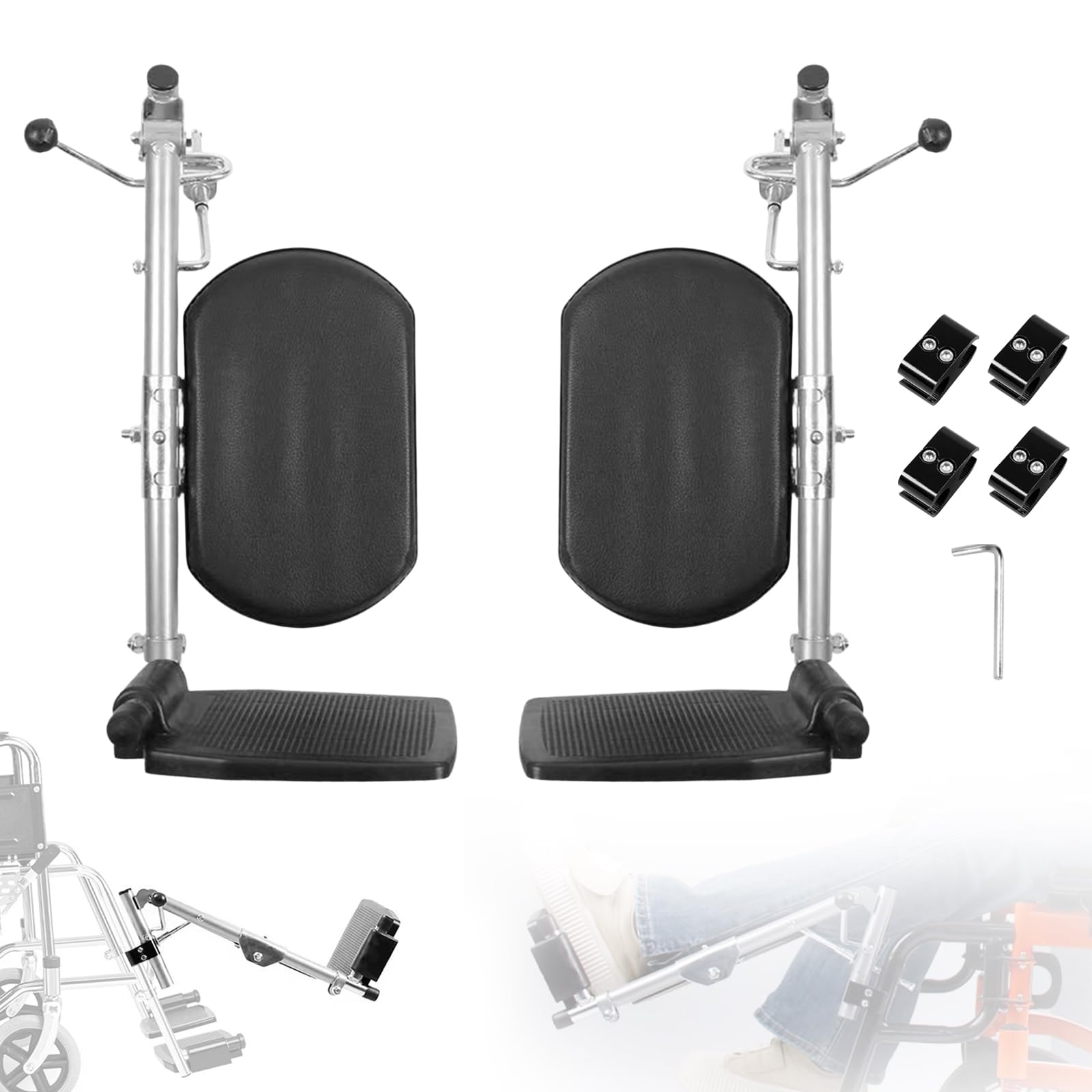 ReposapiéS Elevables Para Sillas De Ruedas, Reemplazo Universal De ReposapiéS áNgulo Ajustable De 90° A 180° Capacidad De Carga De 100 Kg Para Personas Con Discapacidad Y Personas Mayores (Par)