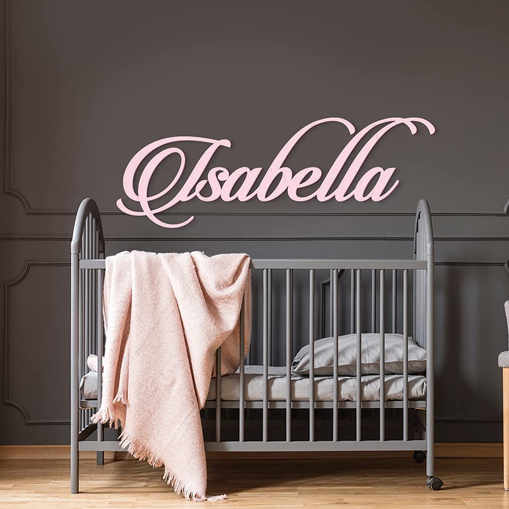 Personalized Custom Wooden Name Sign - OLIVIA Font Baby Name Sign For Nursery and Wall Decor (12"-55" Wide) - PAINTED Wood Letter Nursery Decor - Wall Art For Girl or Boy Room By 48 Hour Monogram