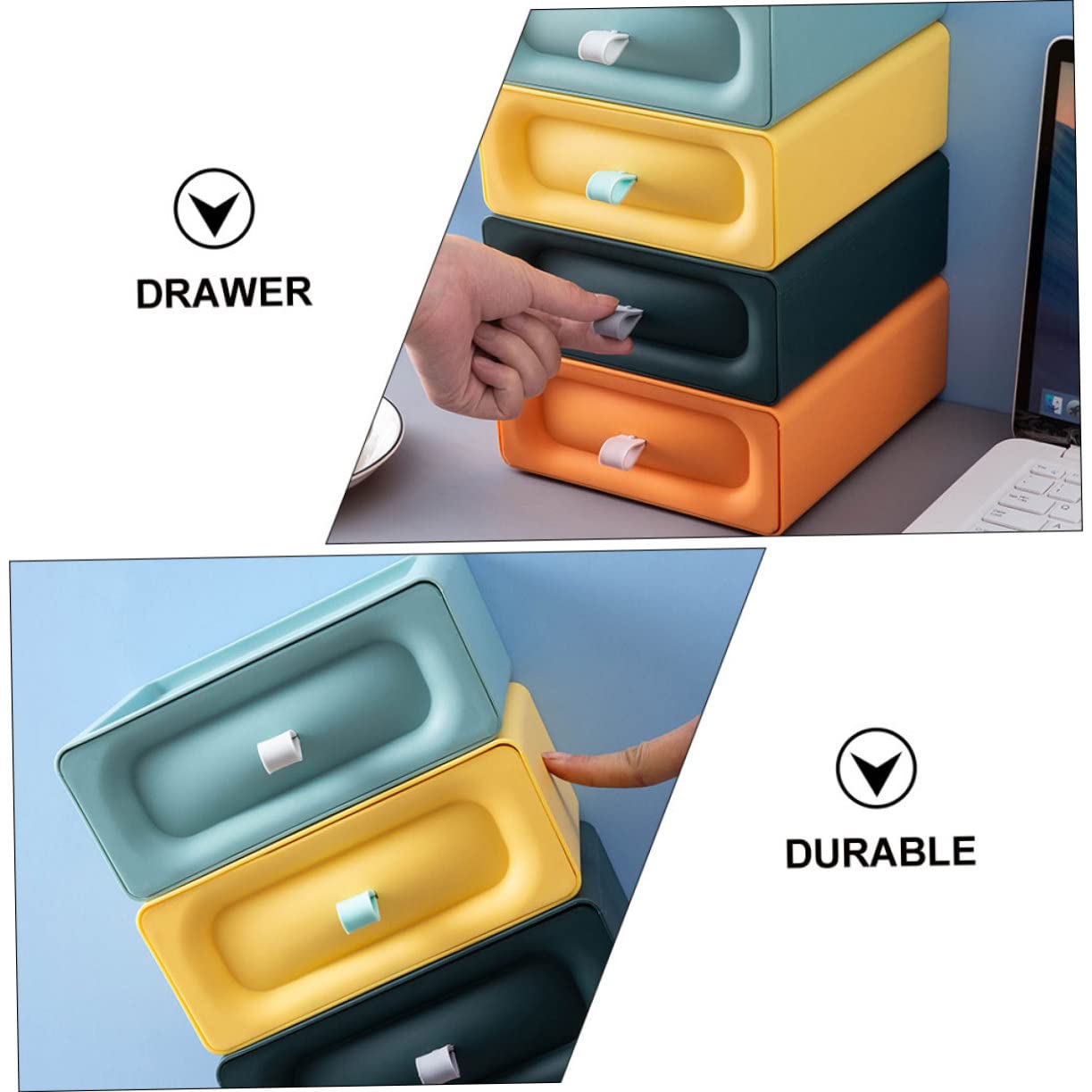 Caja de Cajón de Plástico Diseño Extraíble, 4 Piezas Organizadoras
