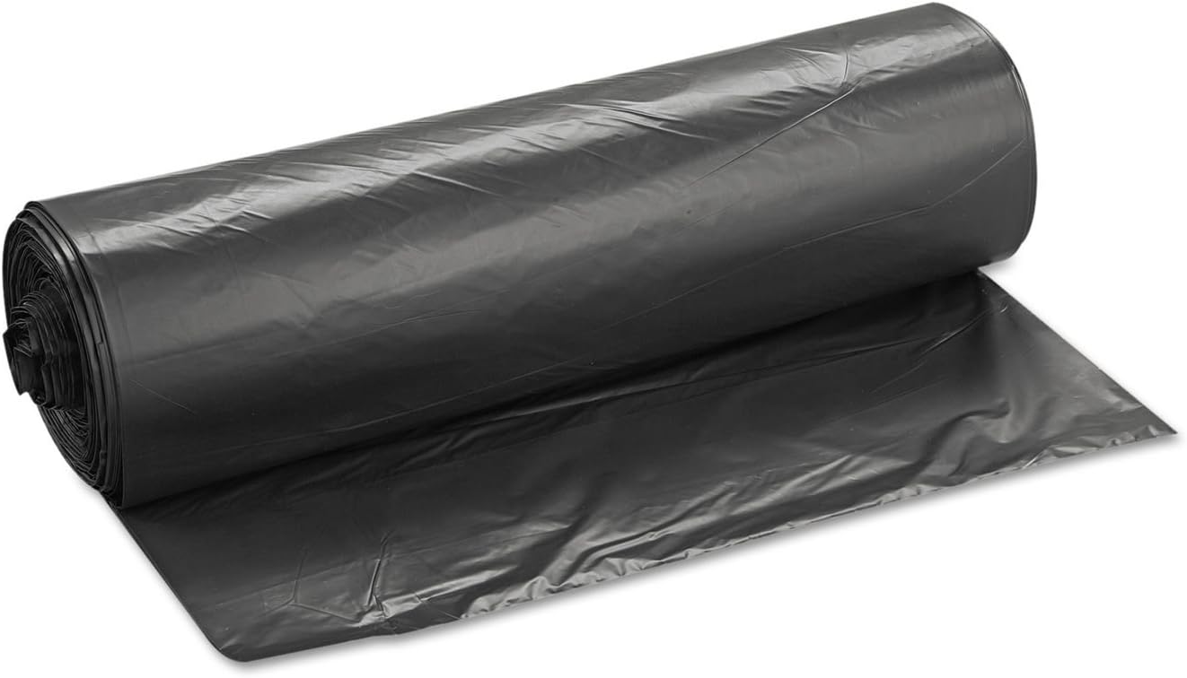 Inteplast VALH4348K22 High-Density Can Liner, 43 x 46, 60gal, 19mic, Black, 25/Roll, 6 Rolls/Carton