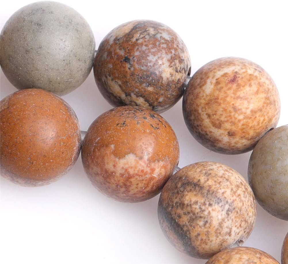 2mm Big Hole Beads for Jewelry Making 15" Strand Natural Picture Jasper Stone Round Semi Precious 10mm Chakras Beads Khaki Yellow - Image 5
