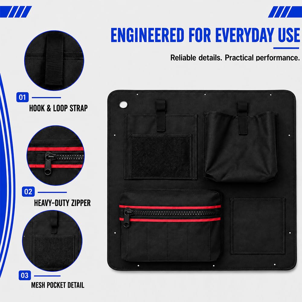 2-teilig Hecktür Organizer kompatibel mit Fiat Ducato X250 X290/Peugeot Boxer/Citroen Jumper 2006–2026, Aufbewahrungstaschen für Heckklappe, Oxford-Gewebe, inkl. Tragetasche