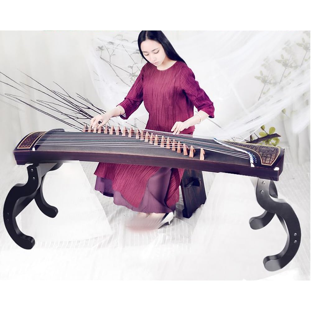 Stojak Guzheng, wysoki i niski, ułatwiający montaż | Solidne i trwałe, łatwe w montażu, antypoślizgowe nóżki i ażurowe rzeźbienie