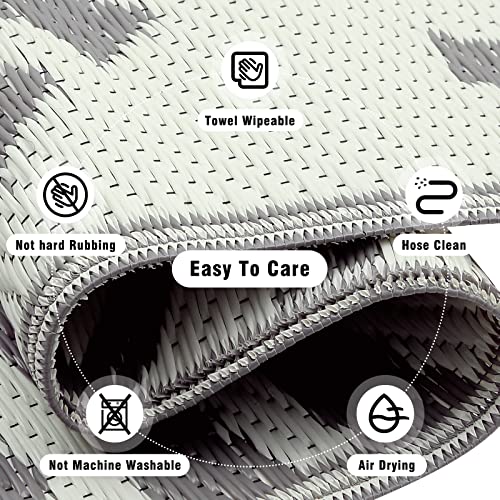 Outdoor Rug 6' X 9'Modern Geometric Style Reversible Plastic Straw Mat, Rv Camping Waterproof Area Rugs Non Shedding Portable Indoor Decor Carpet For Picnic Beach Patio Backyard Deck (6' X 9'Grey) #TOP6