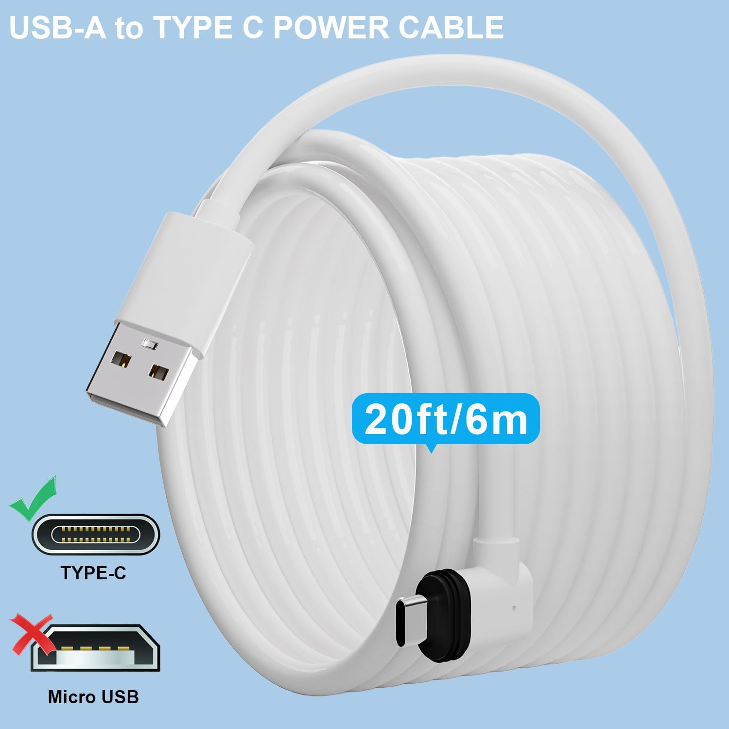 Extra Langes Netzkabel Für Eufy Kameras - 9 Meter Ladekabel Mit Wasserdichtem Typ-C Anschluss